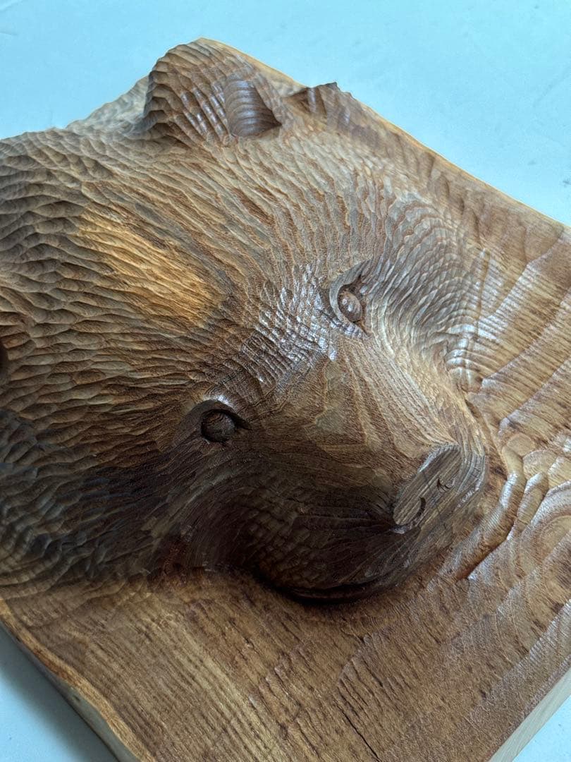 た*い様 木彫り 熊 ガラス目 民芸品 工芸品 伝統工芸 アイヌ 八雲 レリーフ