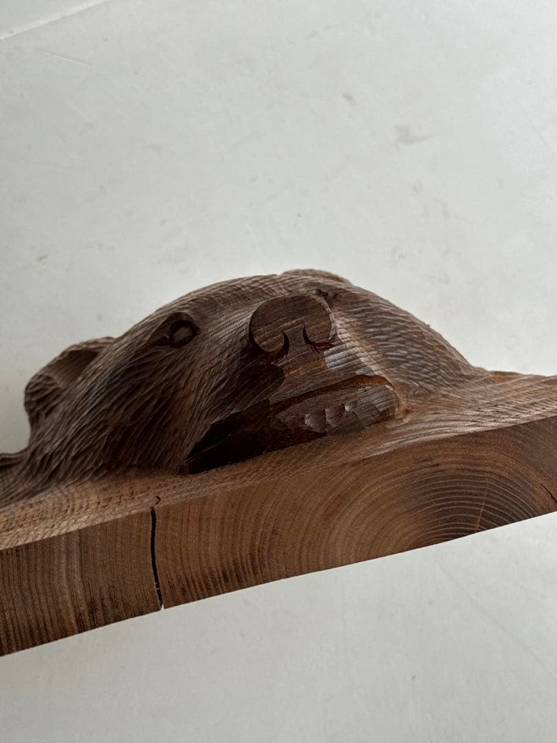 た*い様 木彫り 熊 ガラス目 民芸品 工芸品 伝統工芸 アイヌ 八雲 レリーフ