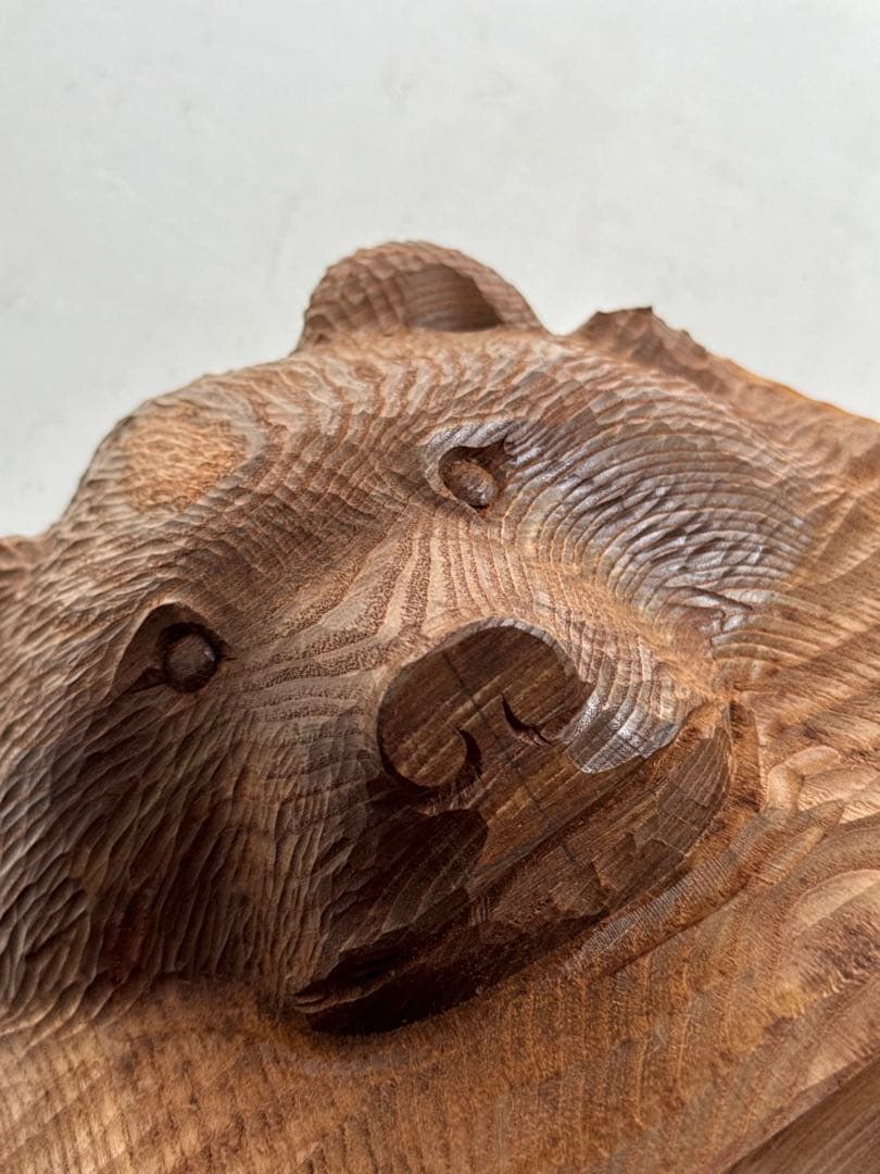 た*い様 木彫り 熊 ガラス目 民芸品 工芸品 伝統工芸 アイヌ 八雲 レリーフ
