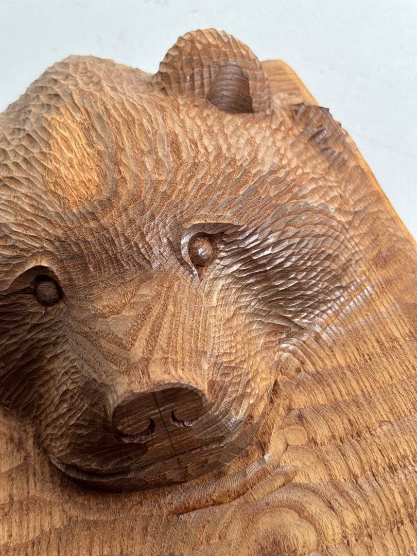 た*い様 木彫り 熊 ガラス目 民芸品 工芸品 伝統工芸 アイヌ 八雲 レリーフ