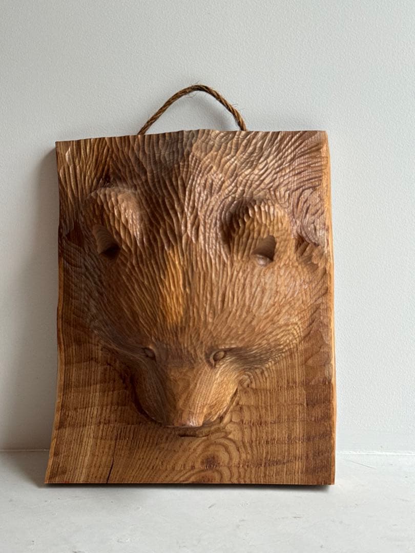 た*い様 木彫り 熊 ガラス目 民芸品 工芸品 伝統工芸 アイヌ 八雲 レリーフ