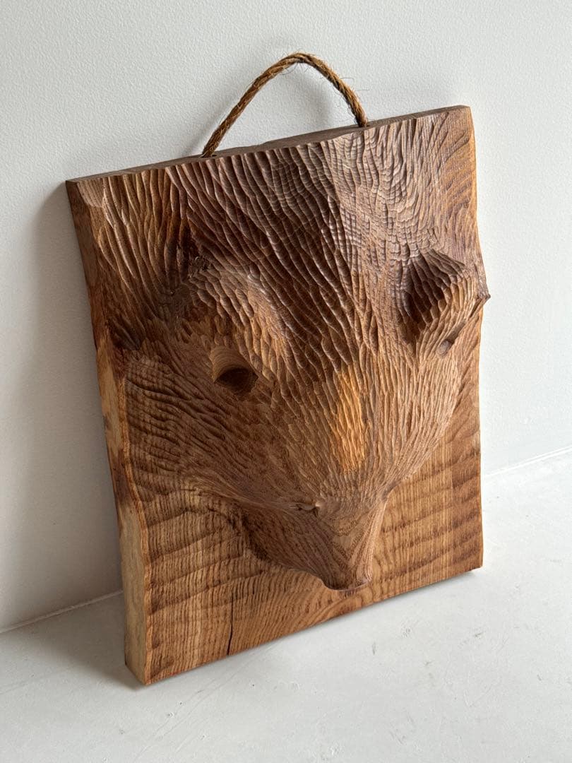 た*い様 木彫り 熊 ガラス目 民芸品 工芸品 伝統工芸 アイヌ 八雲 レリーフ