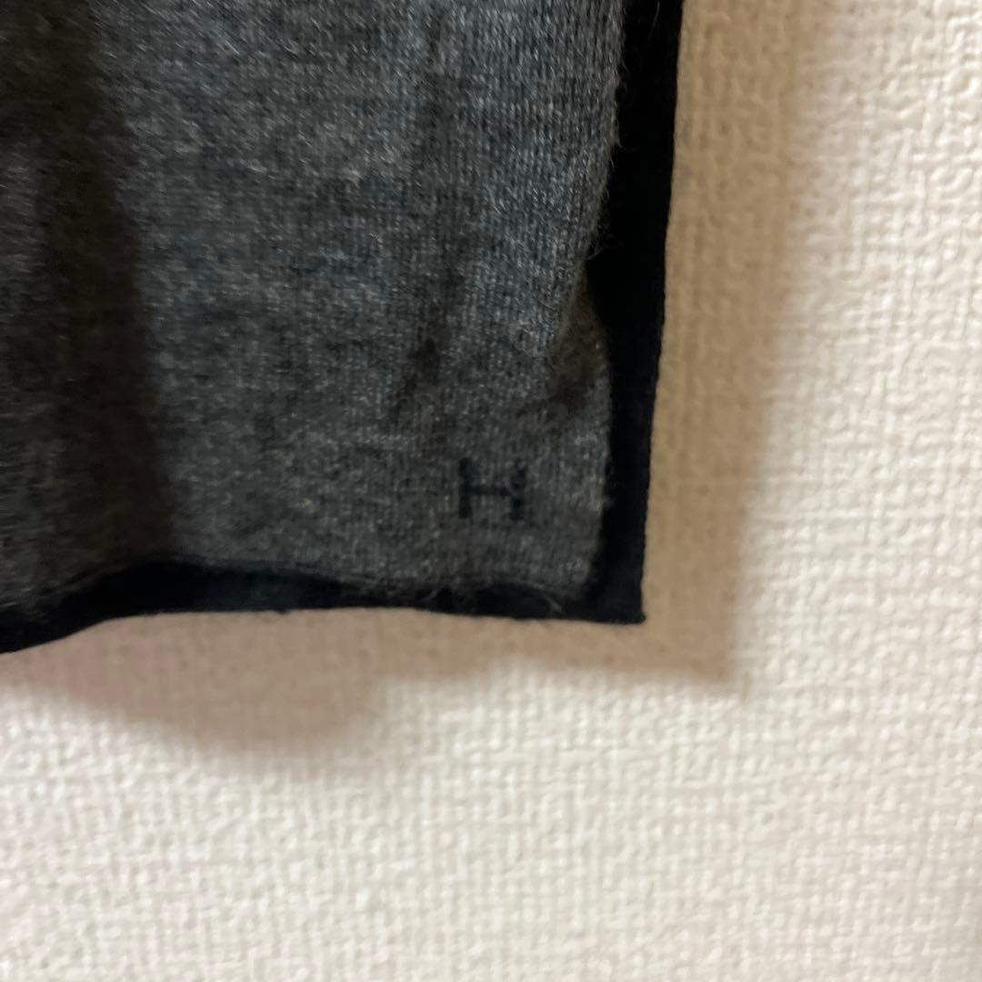 HERMES カシミヤシルク ロングマフラー グレー　エルメス