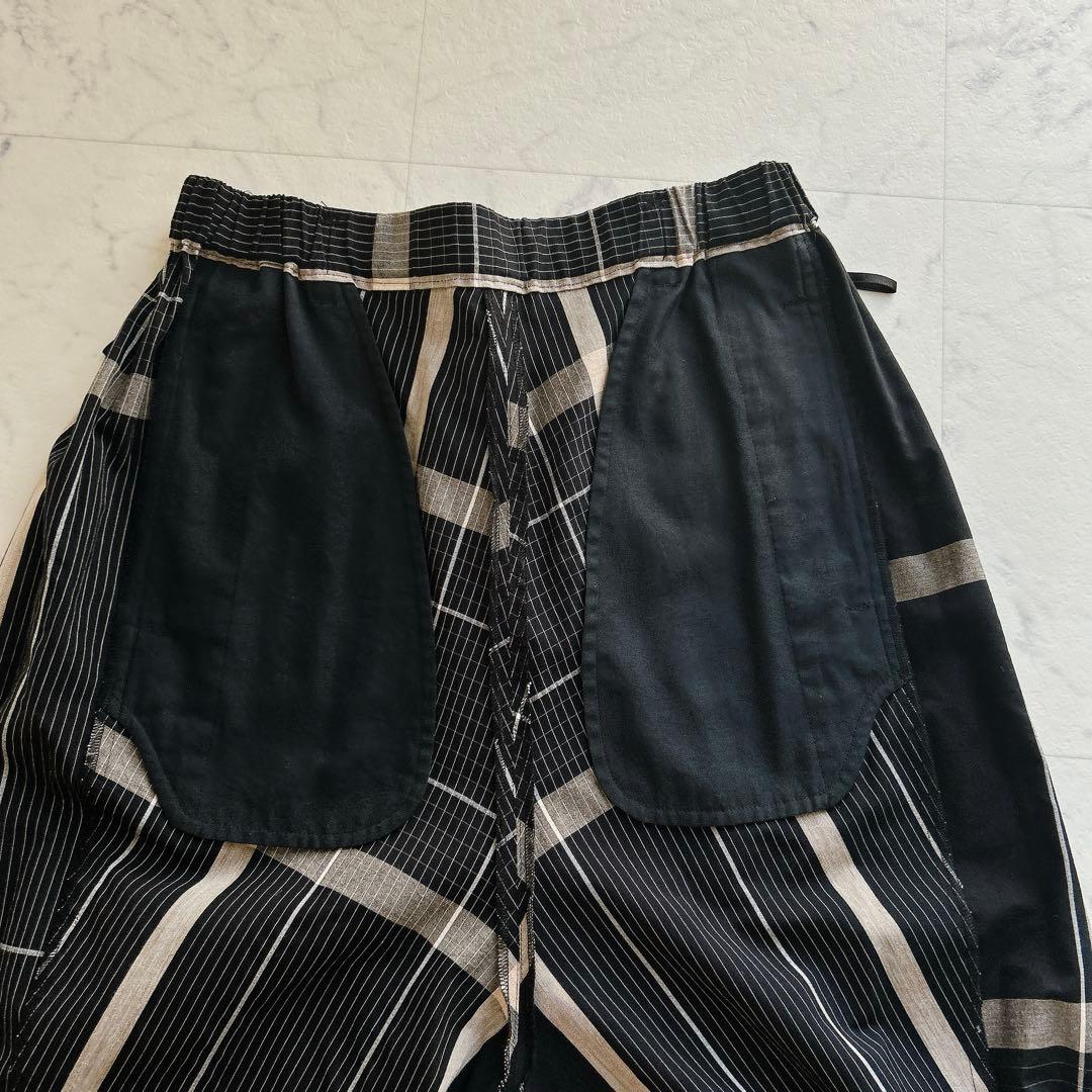 芽風 センソユニコ バルーン クロップド パンツ　チェック　黒グレー