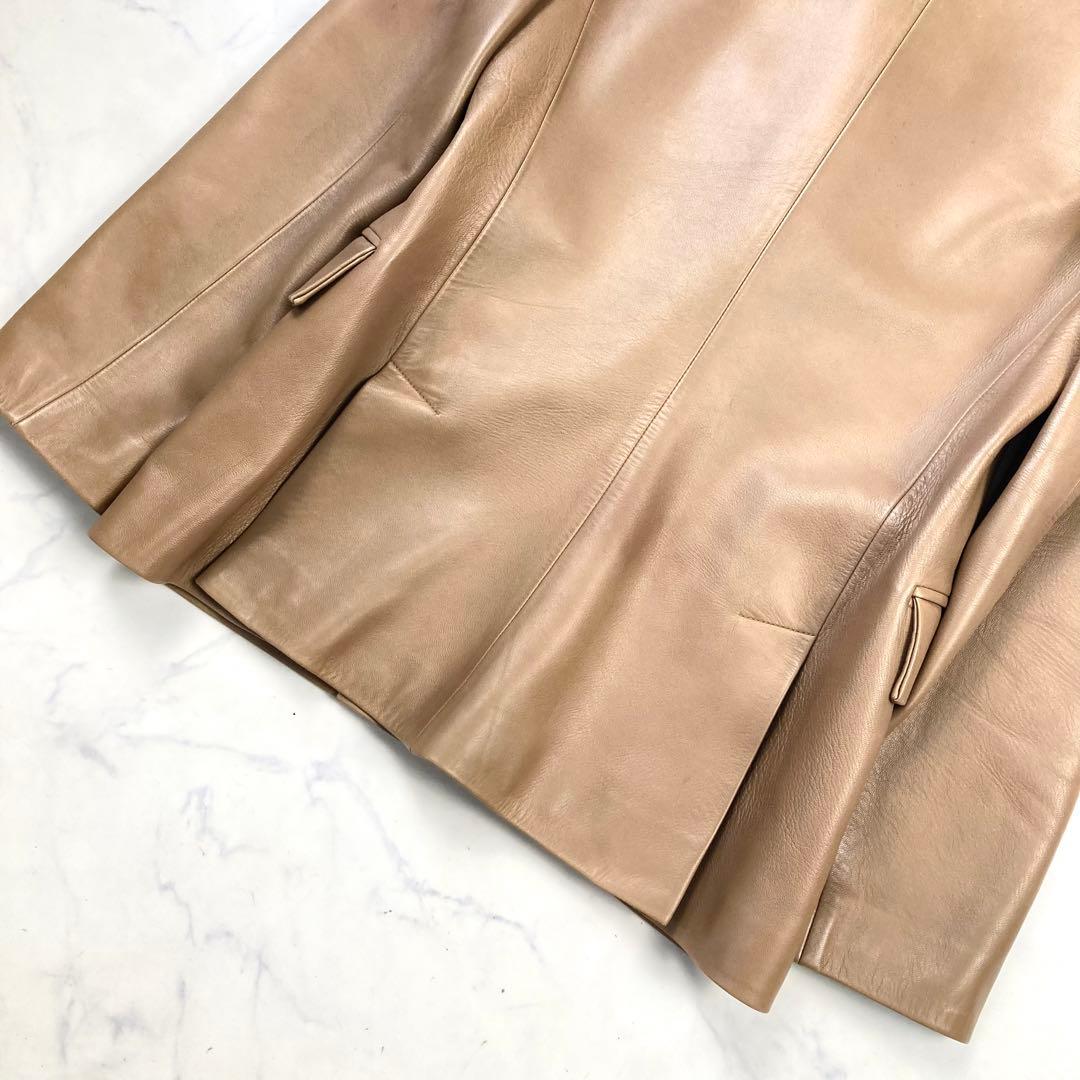 LOEWE ロエベ レザージャケット アナグラム 子羊 ベージュ ロゴ総柄