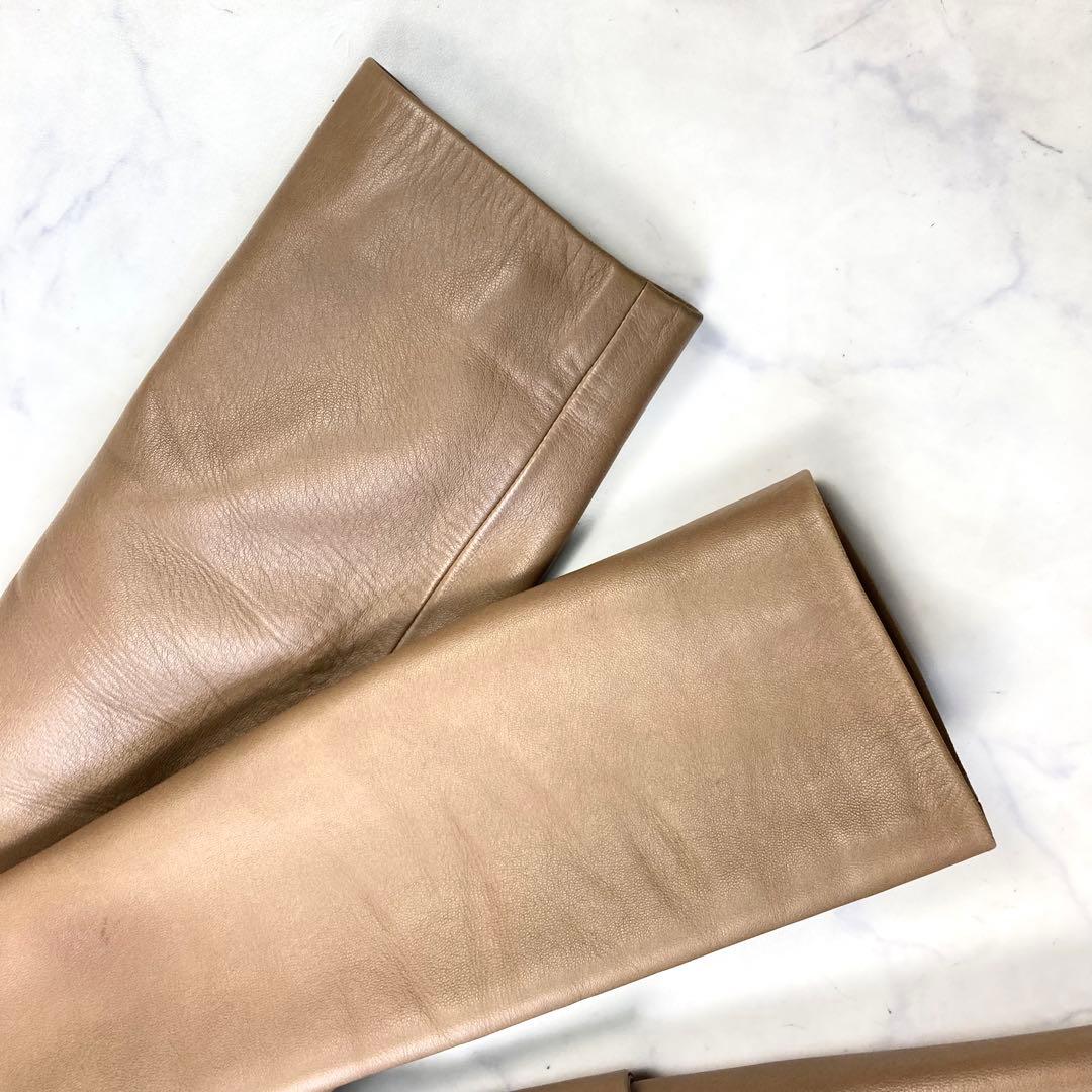 LOEWE ロエベ レザージャケット アナグラム 子羊 ベージュ ロゴ総柄