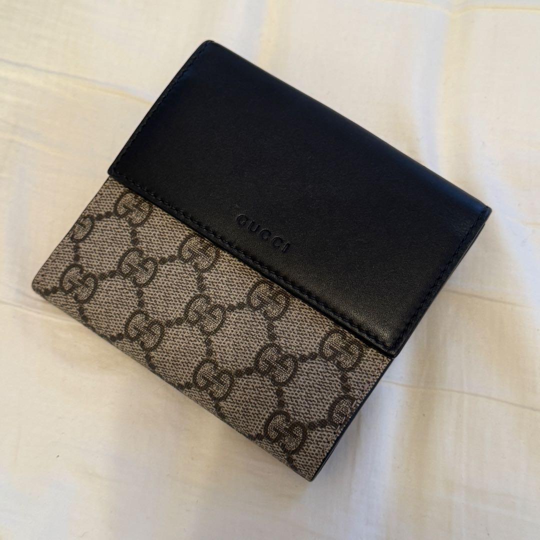 ☆専用☆GUCCI 二つ折り財布 GGスプリーム Wホック レザー 黒