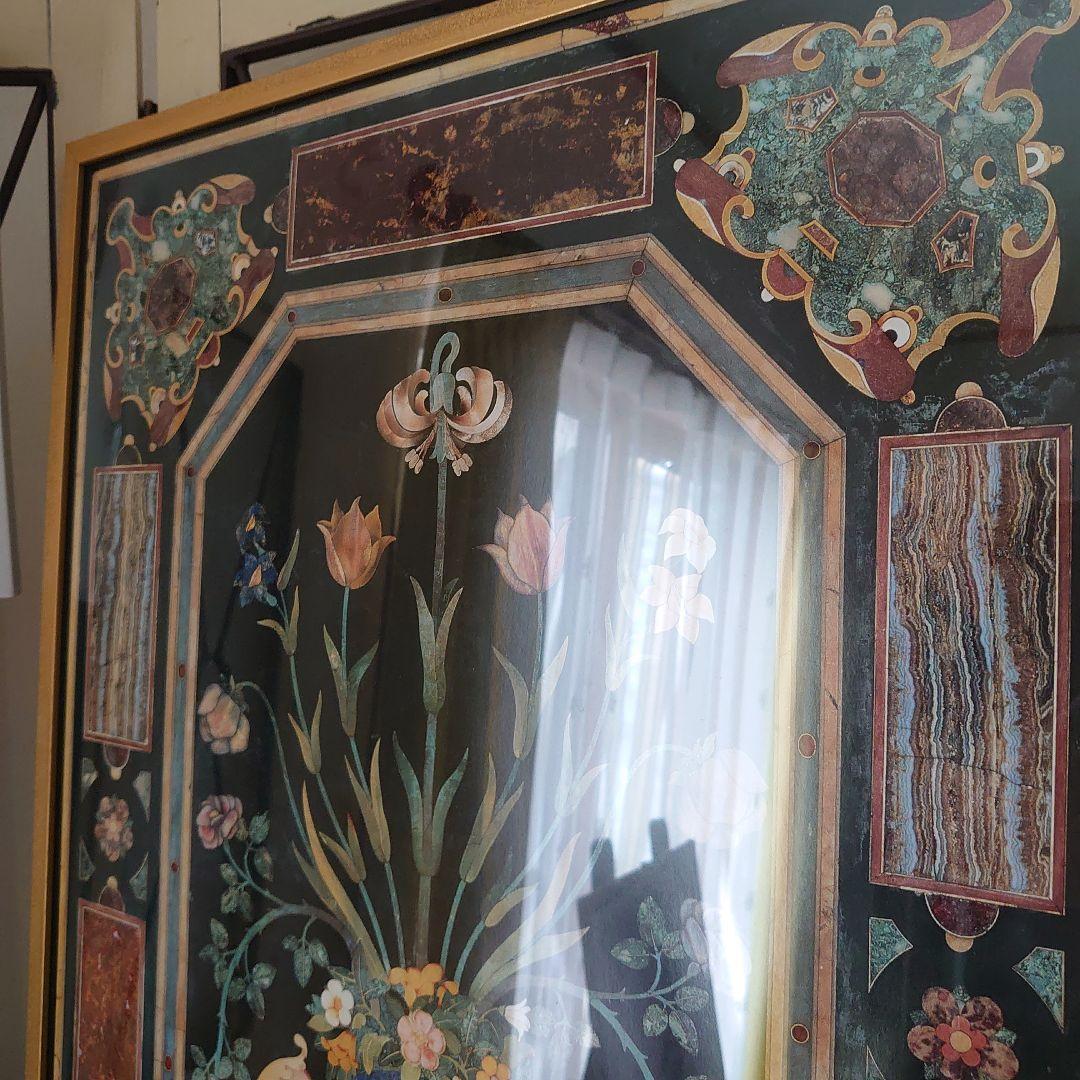 【美品】ITALY　輸入　絵画　高級印刷画　　特大額装　大理石アート