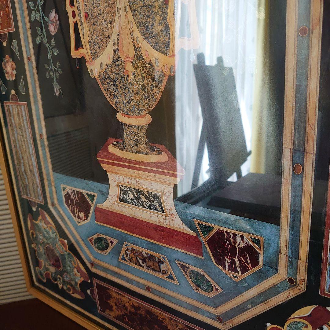 【美品】ITALY　輸入　絵画　高級印刷画　　特大額装　大理石アート
