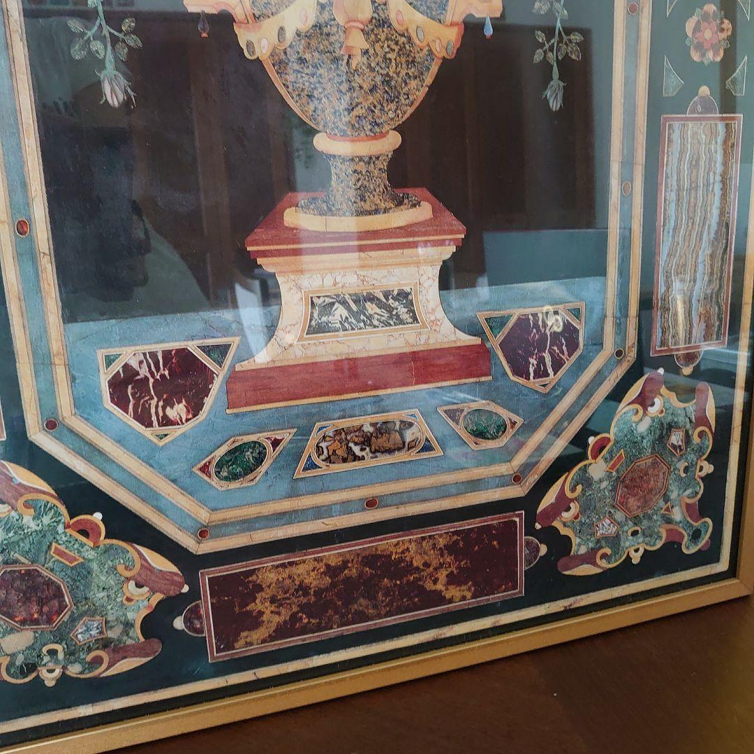 【美品】ITALY　輸入　絵画　高級印刷画　　特大額装　大理石アート