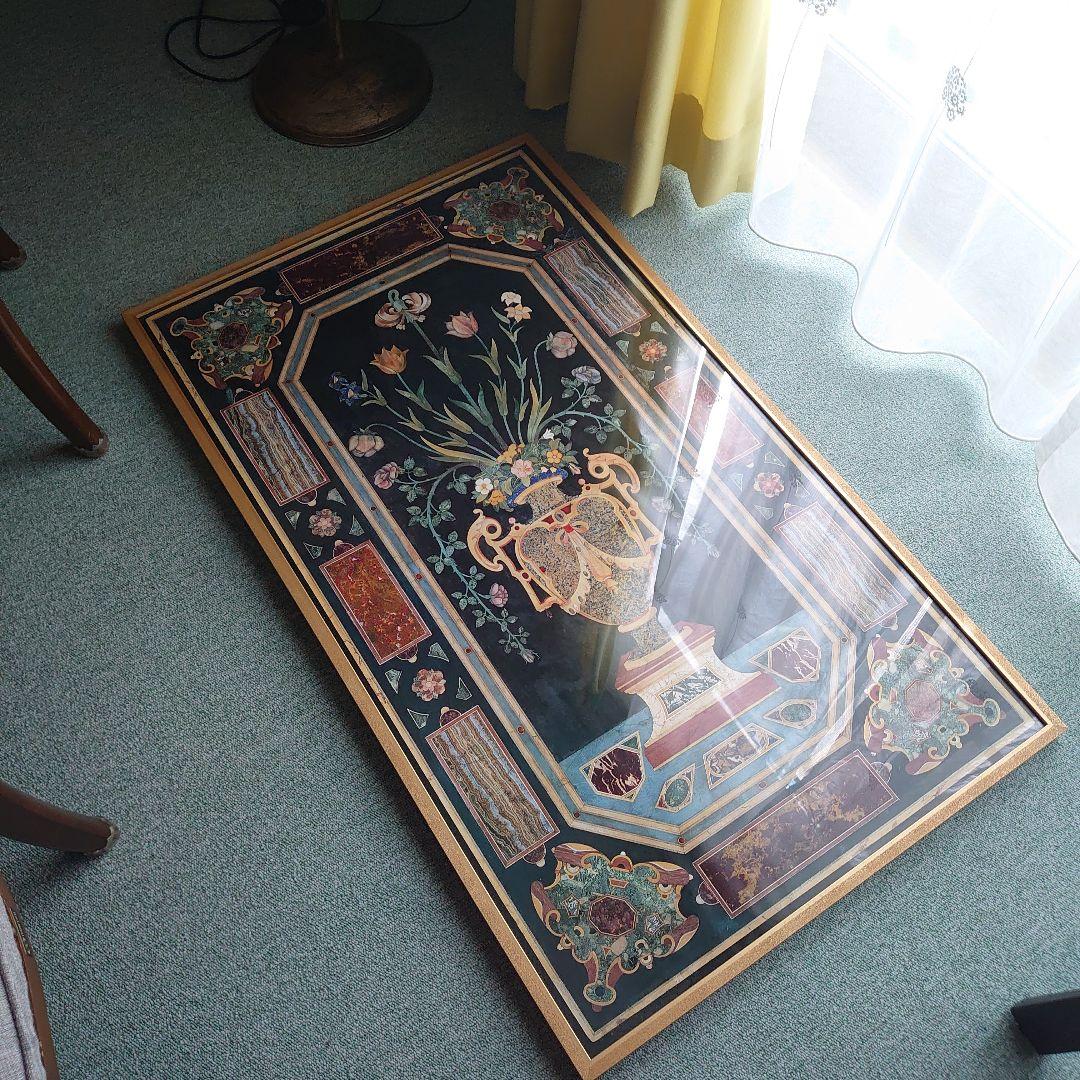 【美品】ITALY　輸入　絵画　高級印刷画　　特大額装　大理石アート