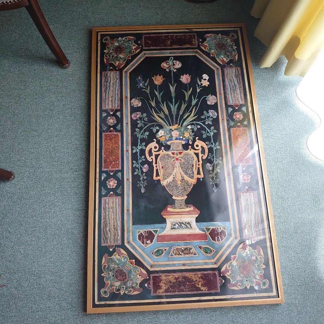 【美品】ITALY　輸入　絵画　高級印刷画　　特大額装　大理石アート