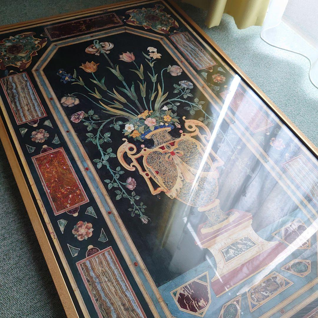 【美品】ITALY　輸入　絵画　高級印刷画　　特大額装　大理石アート