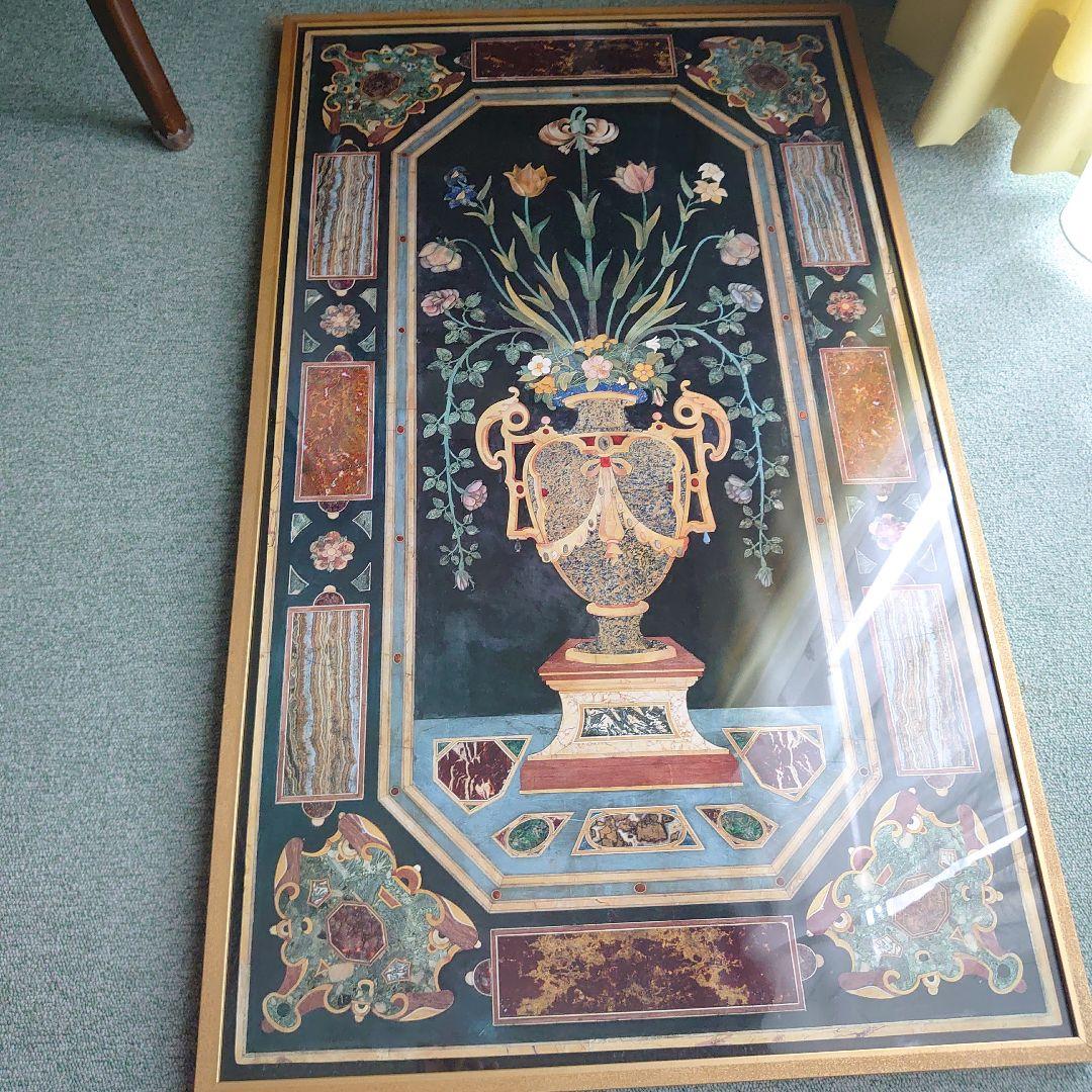 【美品】ITALY　輸入　絵画　高級印刷画　　特大額装　大理石アート