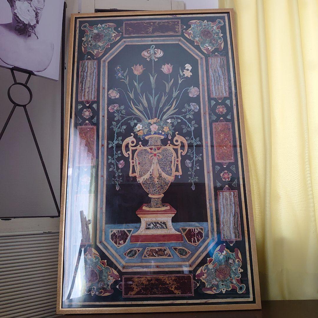 【美品】ITALY　輸入　絵画　高級印刷画　　特大額装　大理石アート