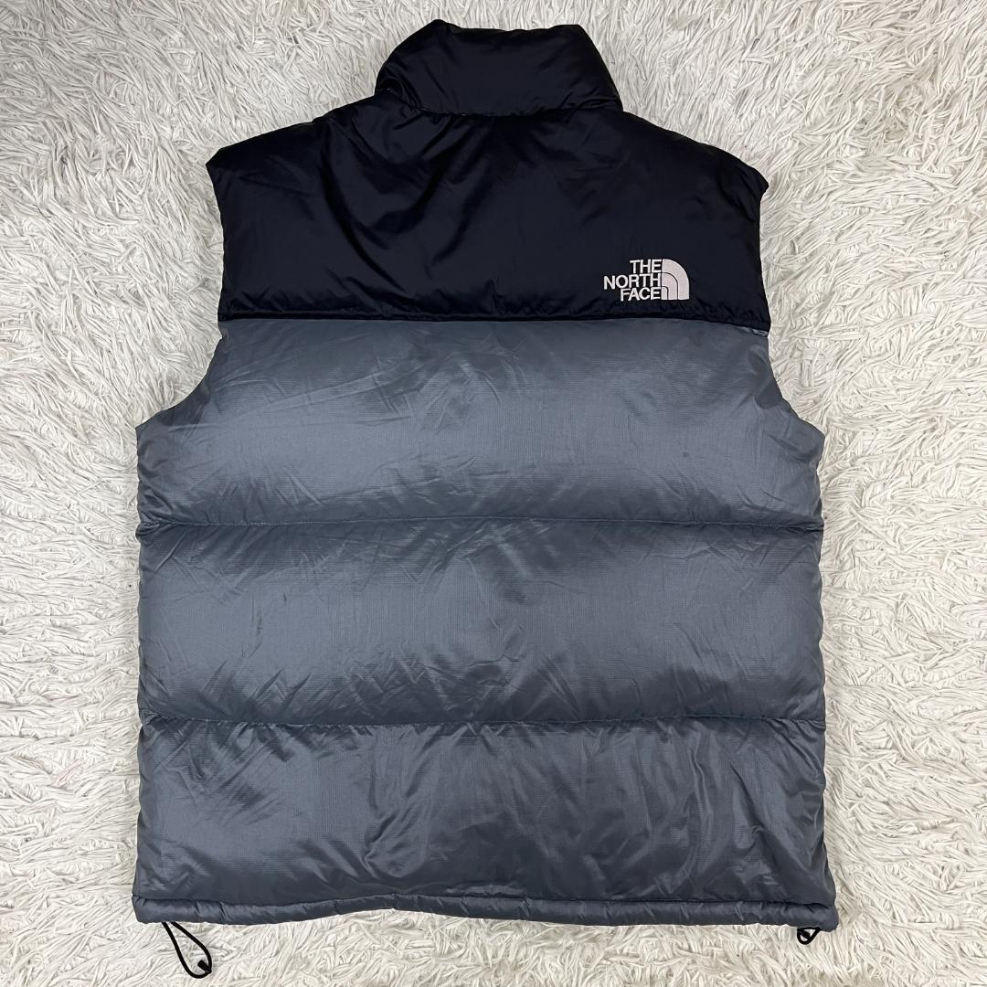 ノースフェイス 700フィル ダウンベスト ブラック×グレー メンズXL