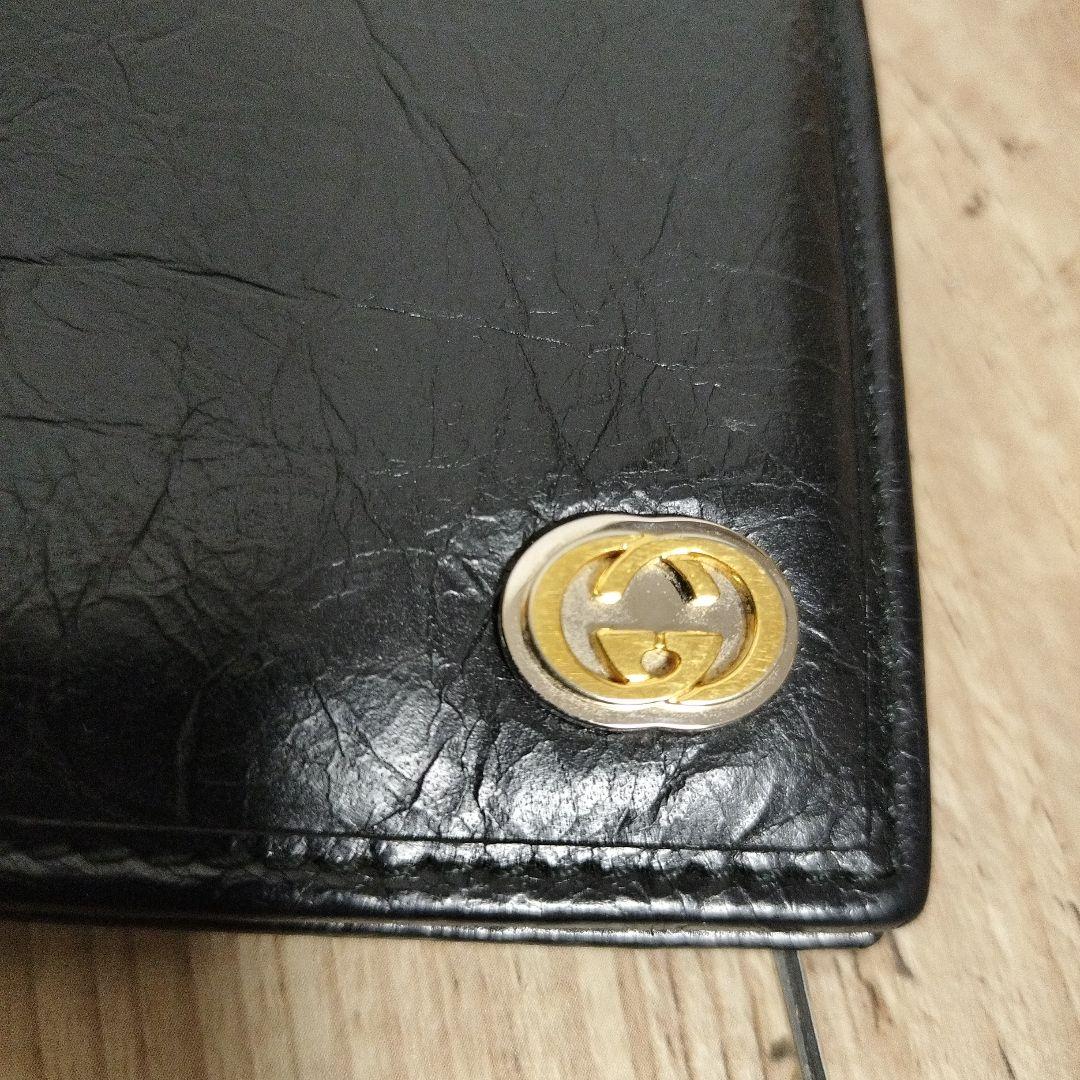 美品！！GUCCI ブラックレザー 二つ折り財布
