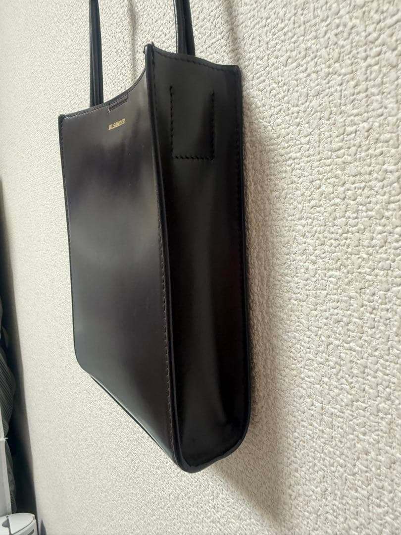 JIL SANDER ブラウンレザーショルダーバッグ