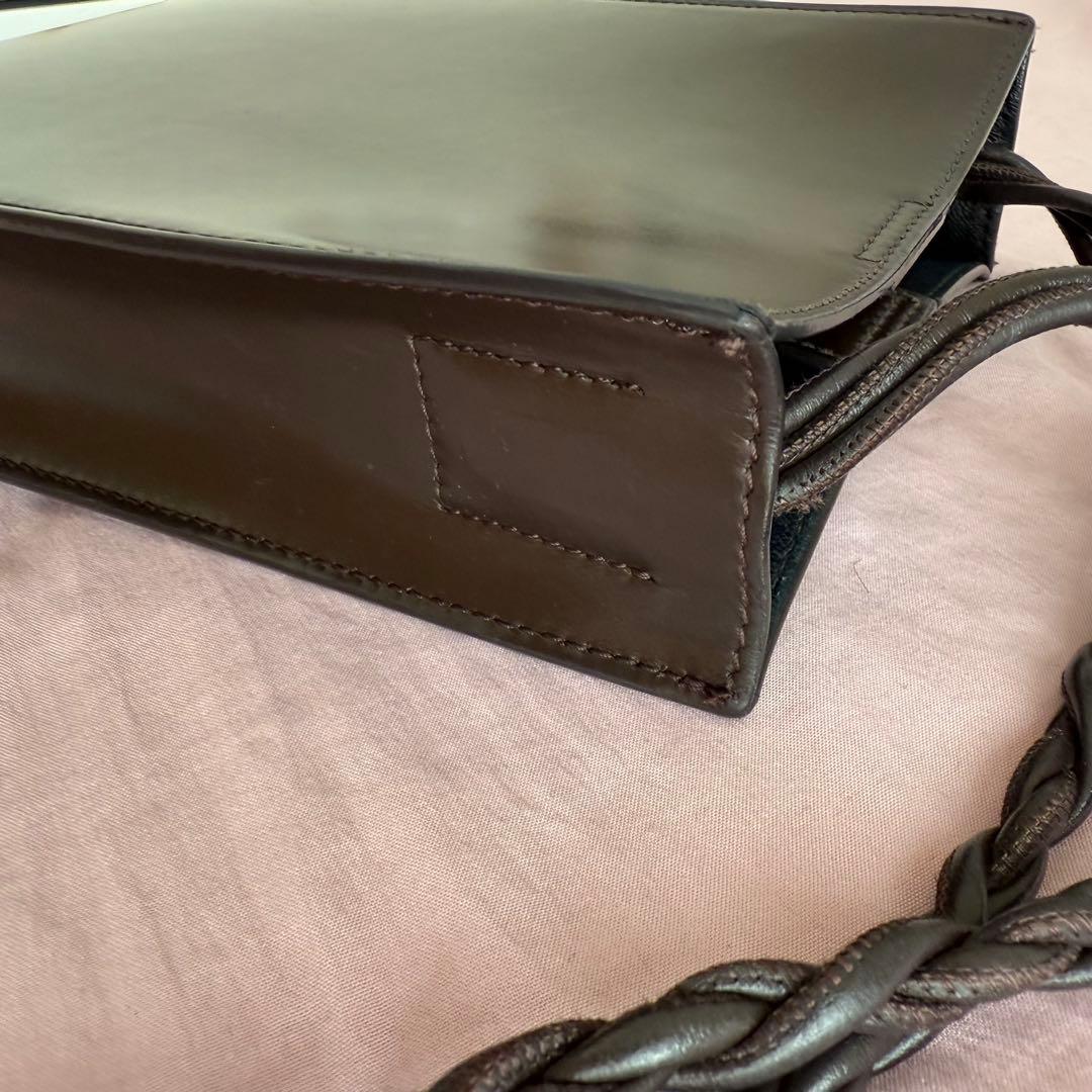 JIL SANDER ブラウンレザーショルダーバッグ