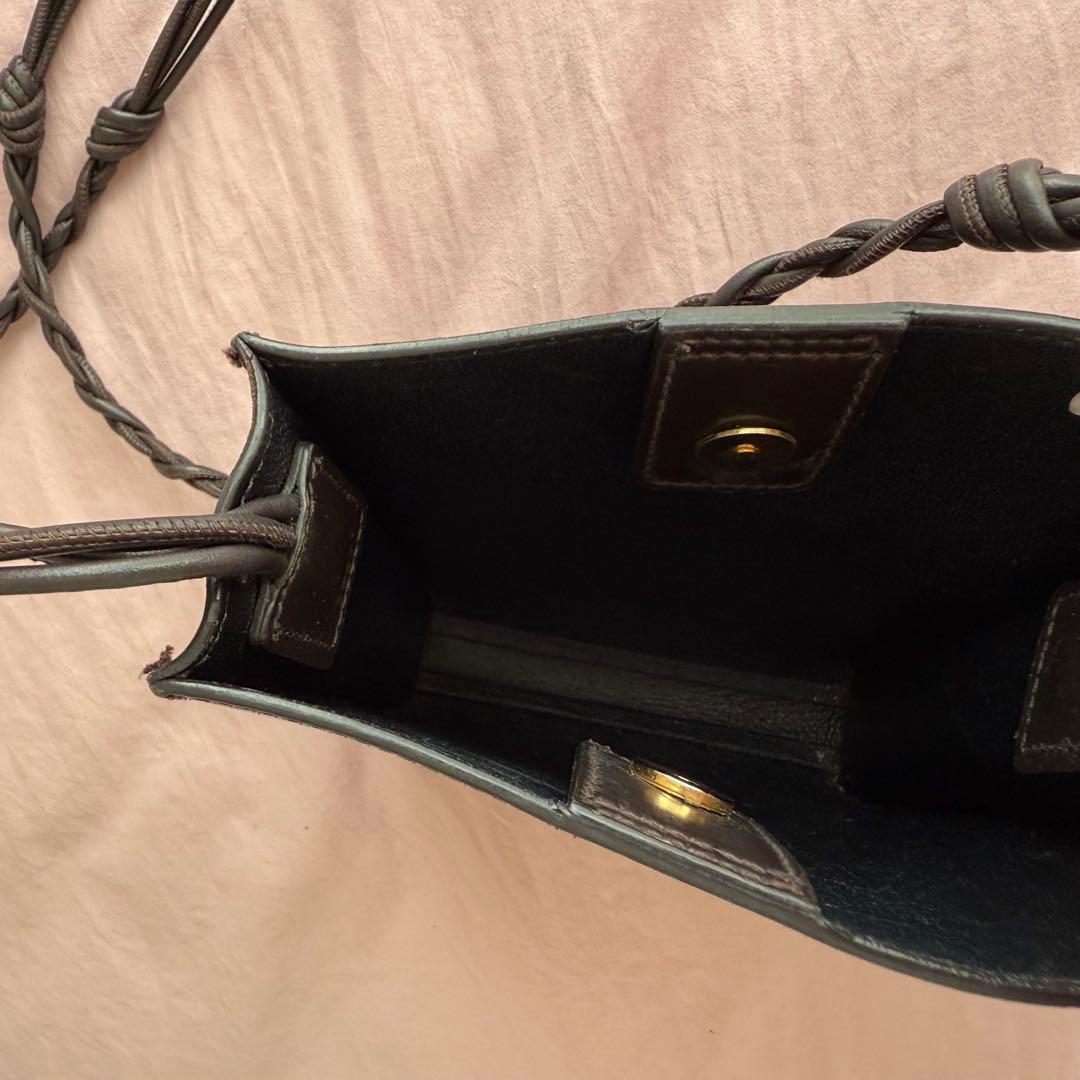 JIL SANDER ブラウンレザーショルダーバッグ