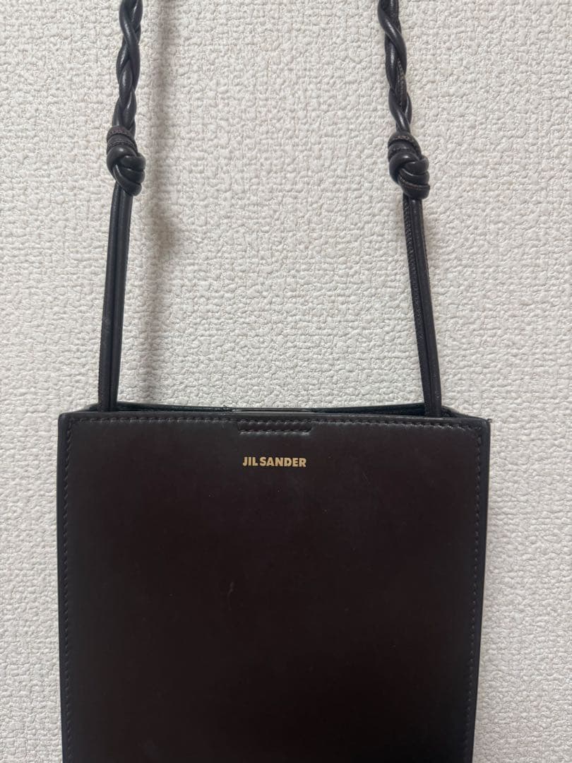JIL SANDER ブラウンレザーショルダーバッグ