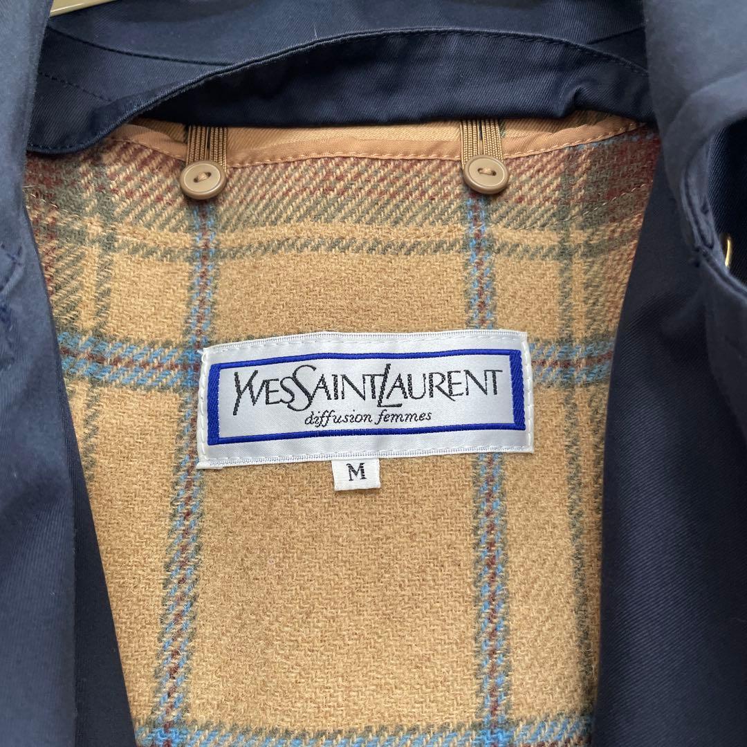 Yves Saint Laurent 金ボタン トレンチコート M ネイビー