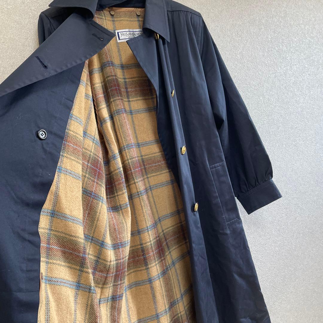Yves Saint Laurent 金ボタン トレンチコート M ネイビー