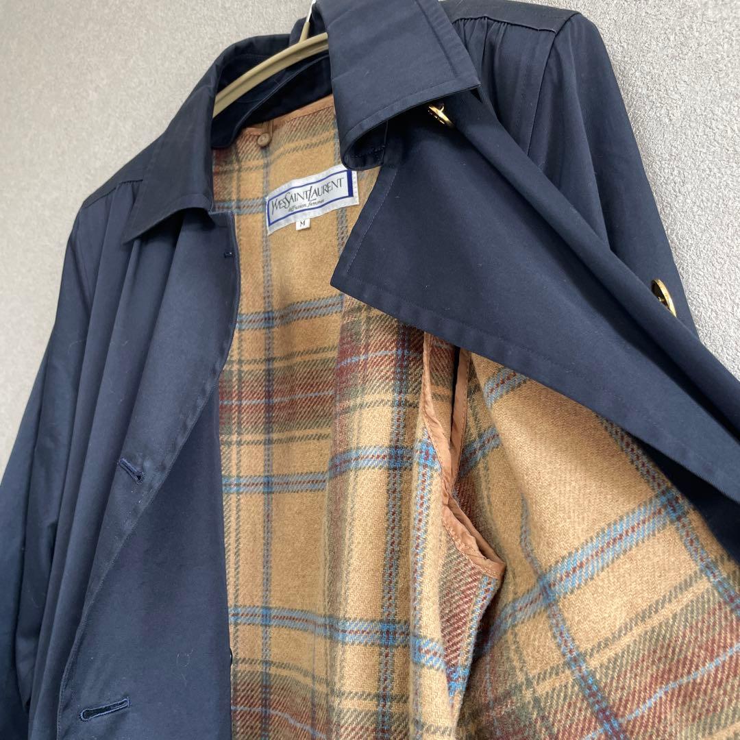Yves Saint Laurent 金ボタン トレンチコート M ネイビー