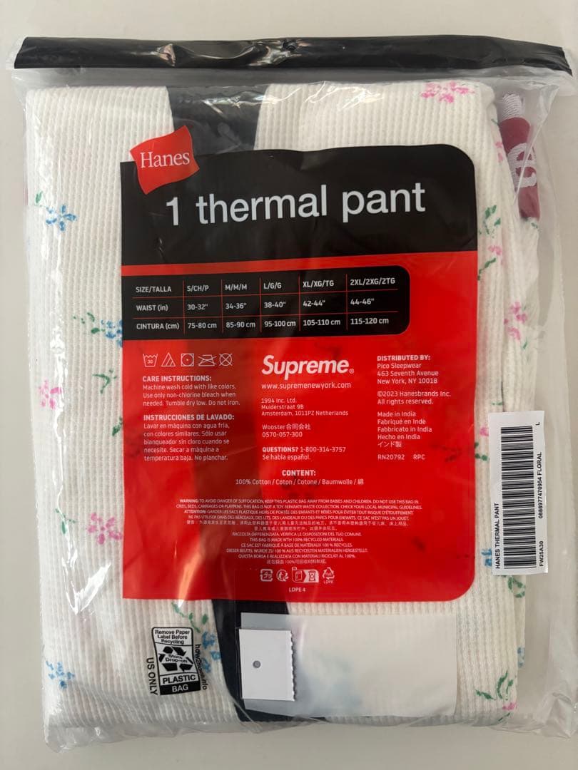 【完全未開封】supreme Hanes Bones Thermal Pant