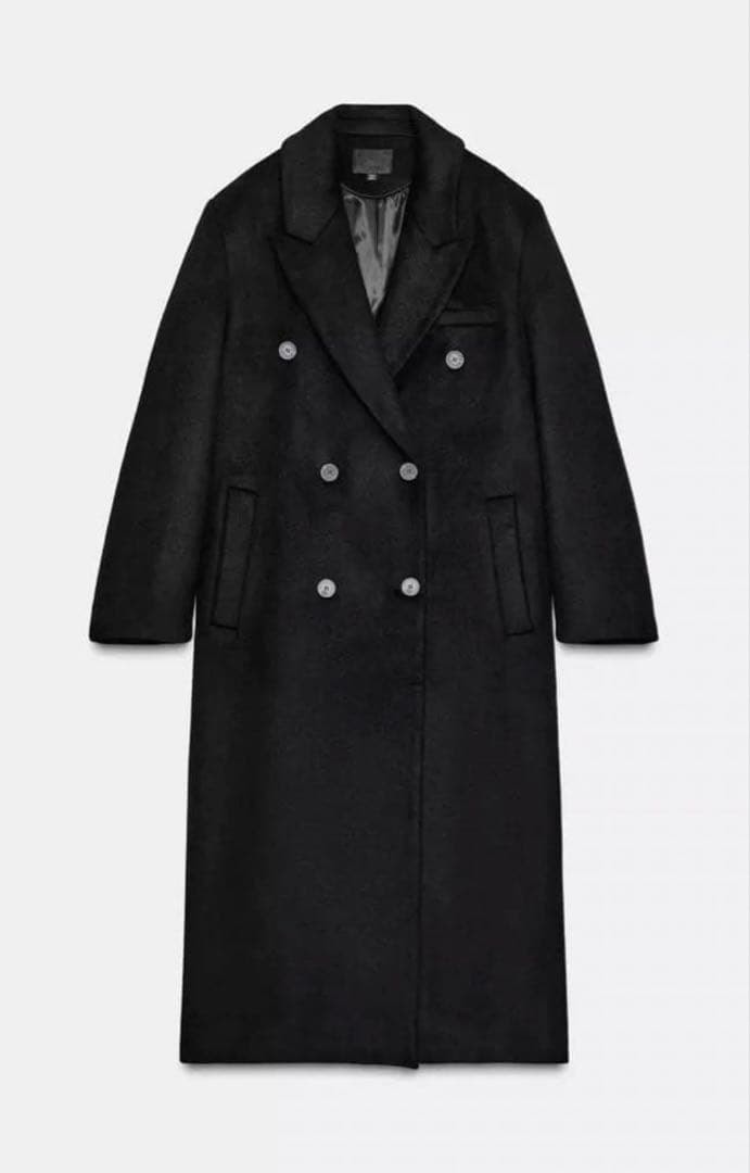 ZARA ウール混紡エクストラロングコート ブラック　ロングコート　マキシコート