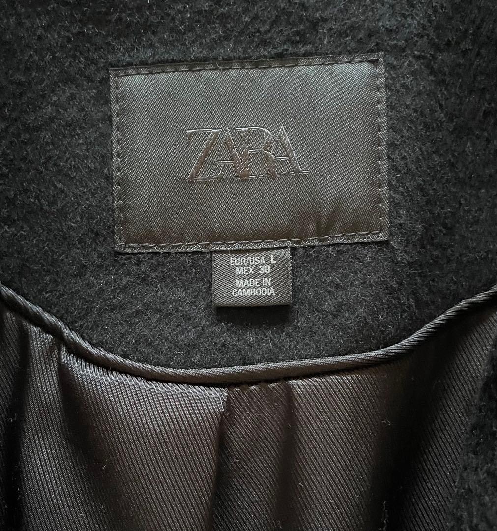 ZARA ウール混紡エクストラロングコート ブラック　ロングコート　マキシコート