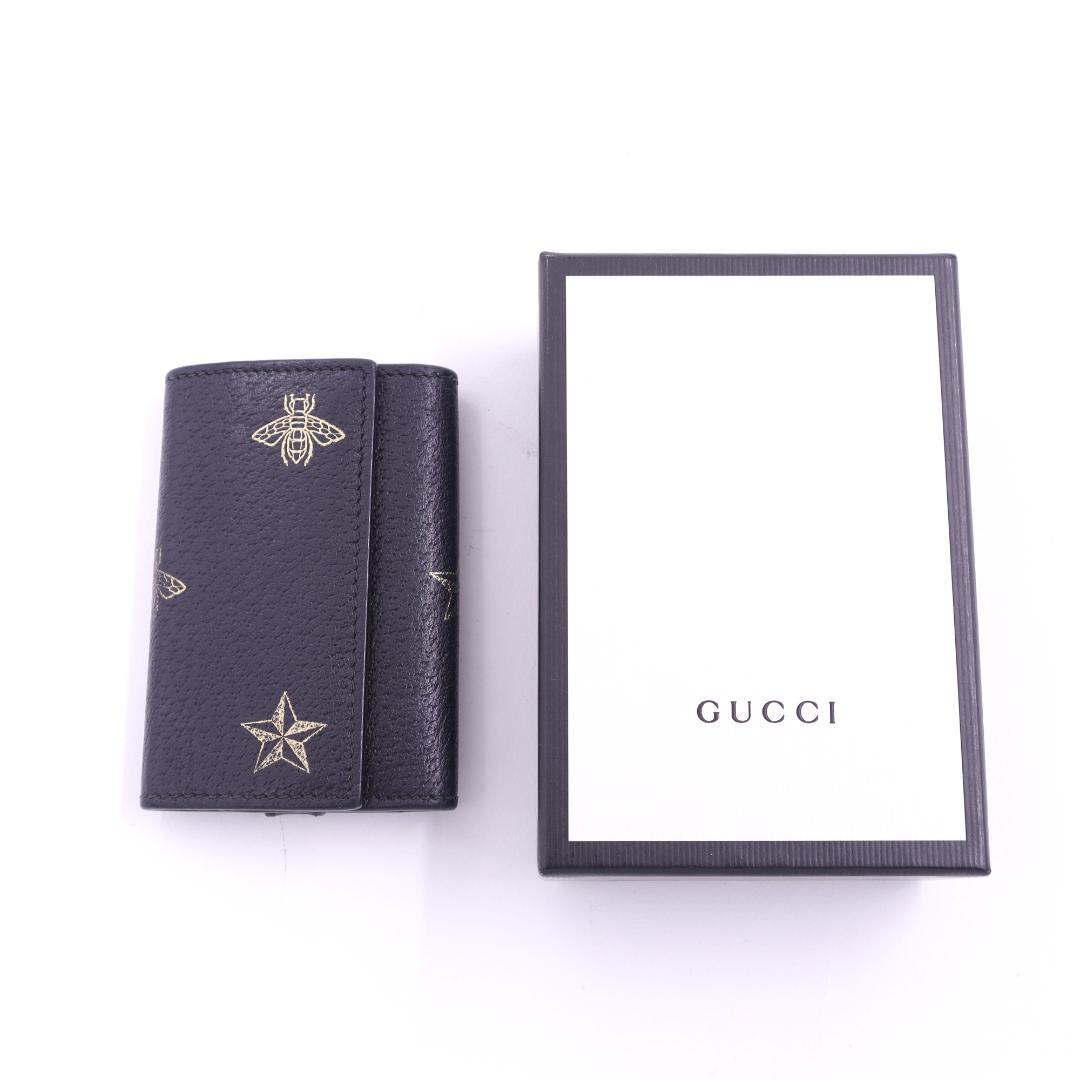 GUCCI★グッチ ビー＆スター 6連キーケース ブラック ゴールド 箱付