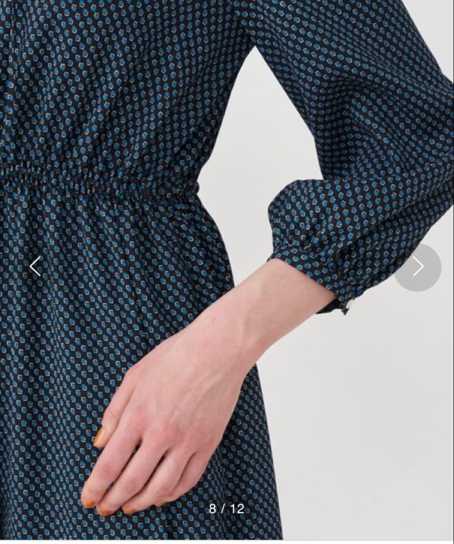 トゥモローランド ジオメトリックスクエアプリント ウエストシャーリングワンピース