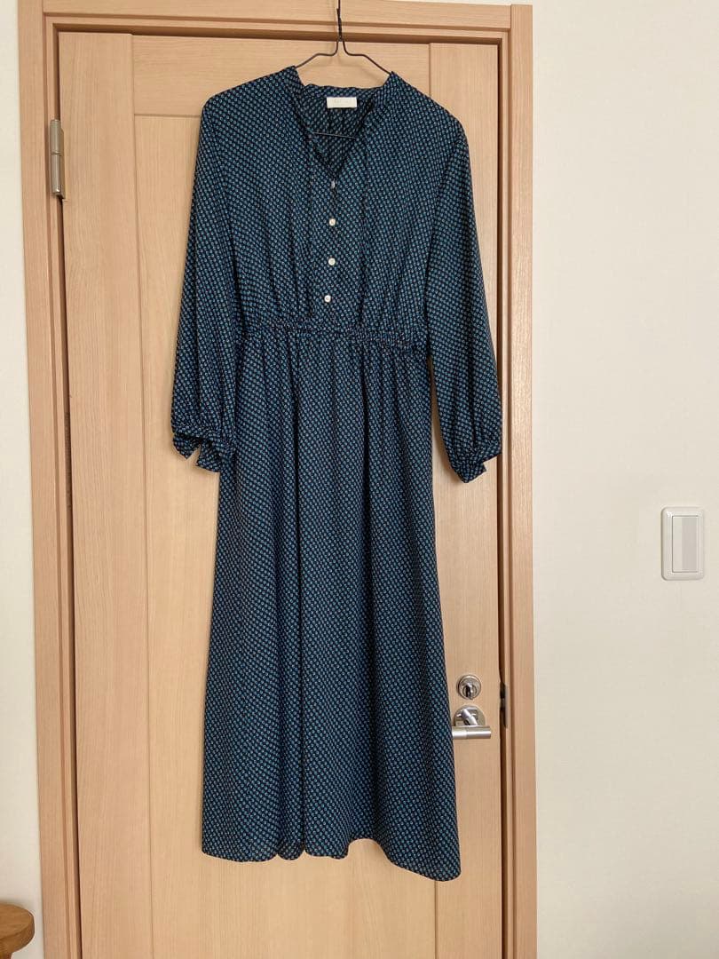 トゥモローランド ジオメトリックスクエアプリント ウエストシャーリングワンピース