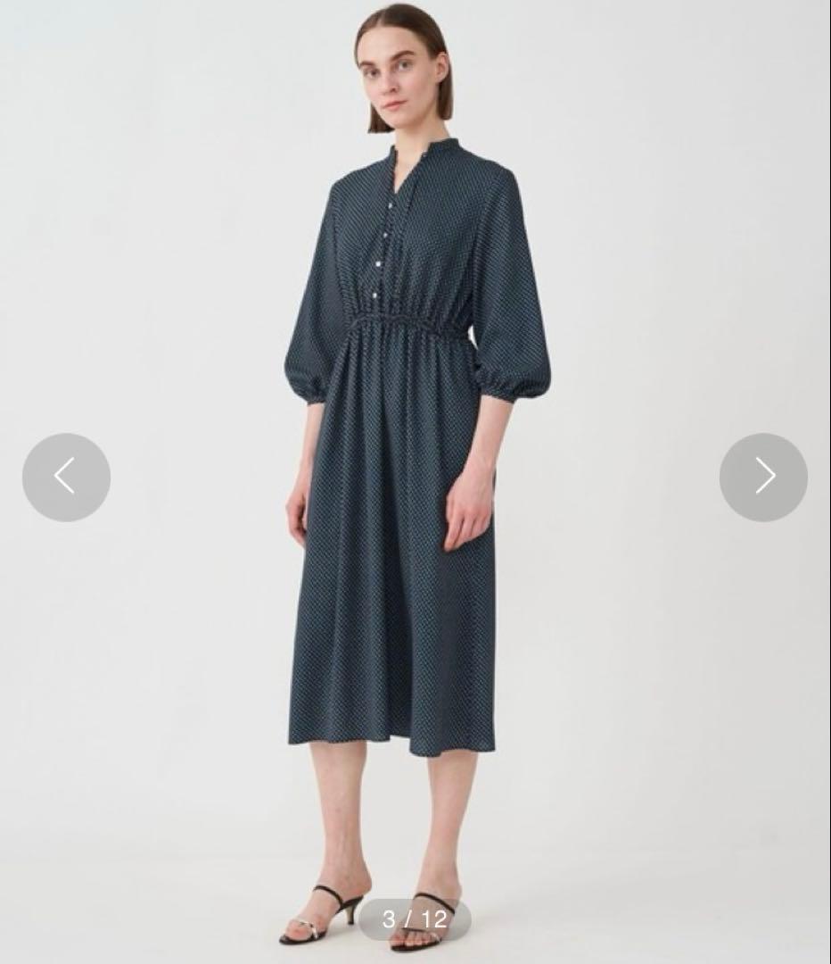 トゥモローランド ジオメトリックスクエアプリント ウエストシャーリングワンピース