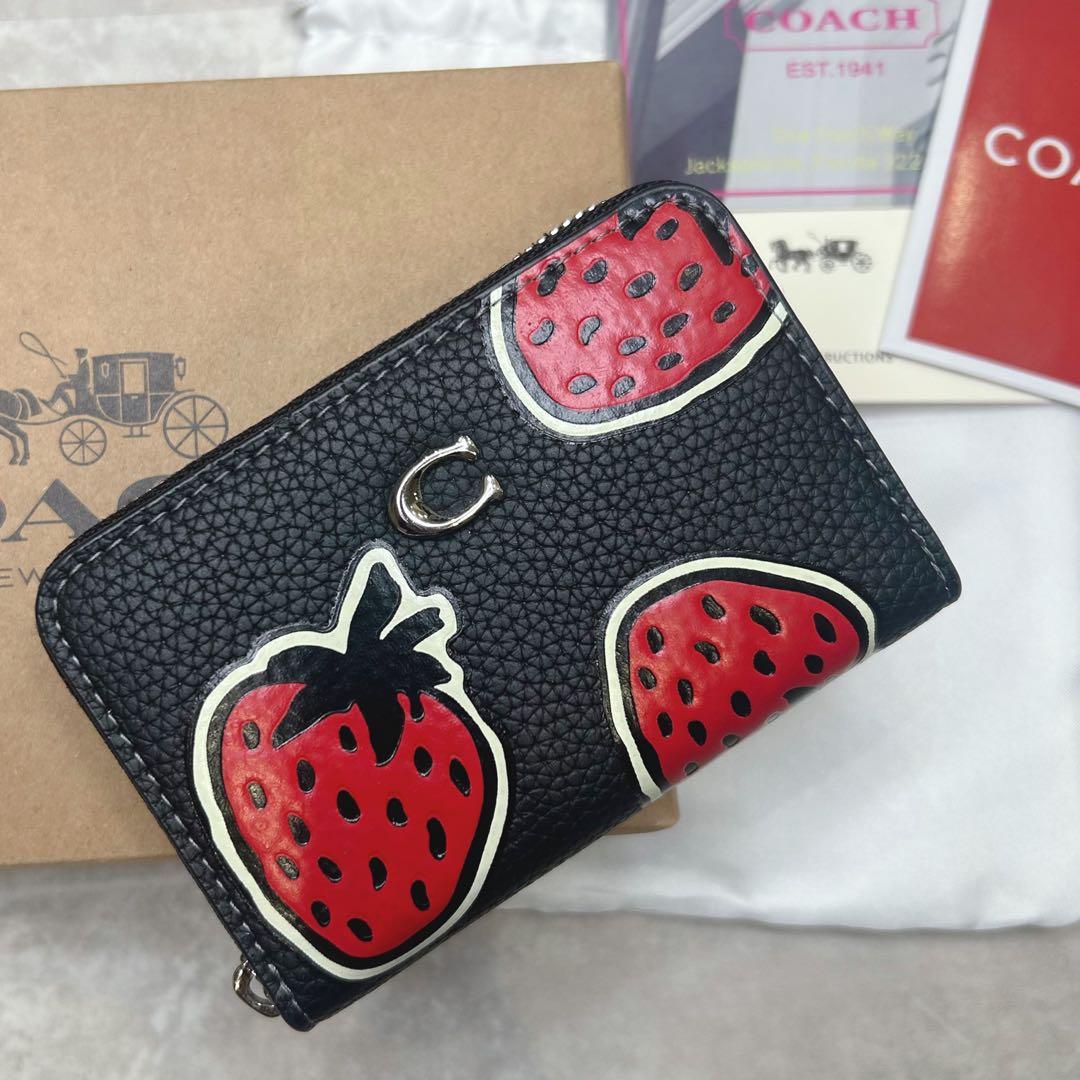 新品 未使用 コーチ COACH タビー いちご柄 財布 黒