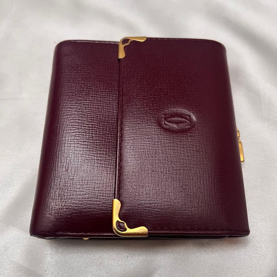 ◇極美品◇カルティエ　マストライン　コンパクト財布　グレインカーフレザー　がま口