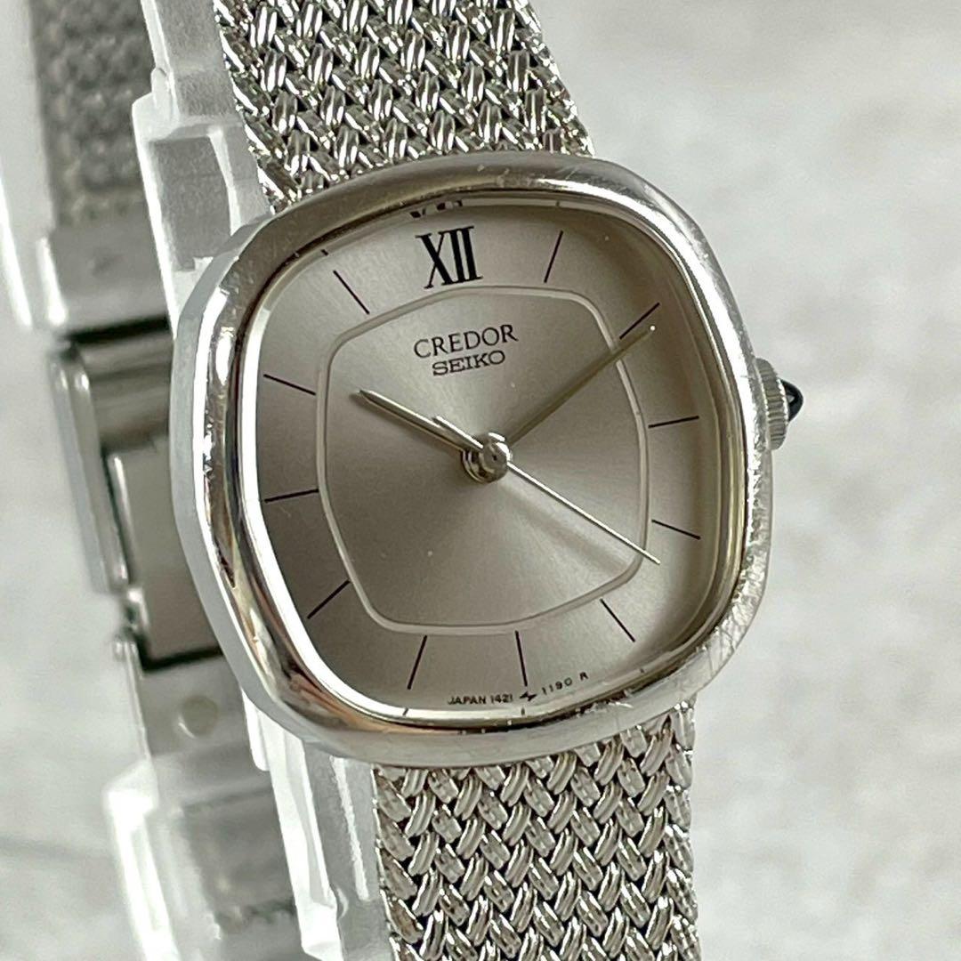 【稼働/極美品】セイコー クレドール クォーツ 腕時計 シルバー文字盤