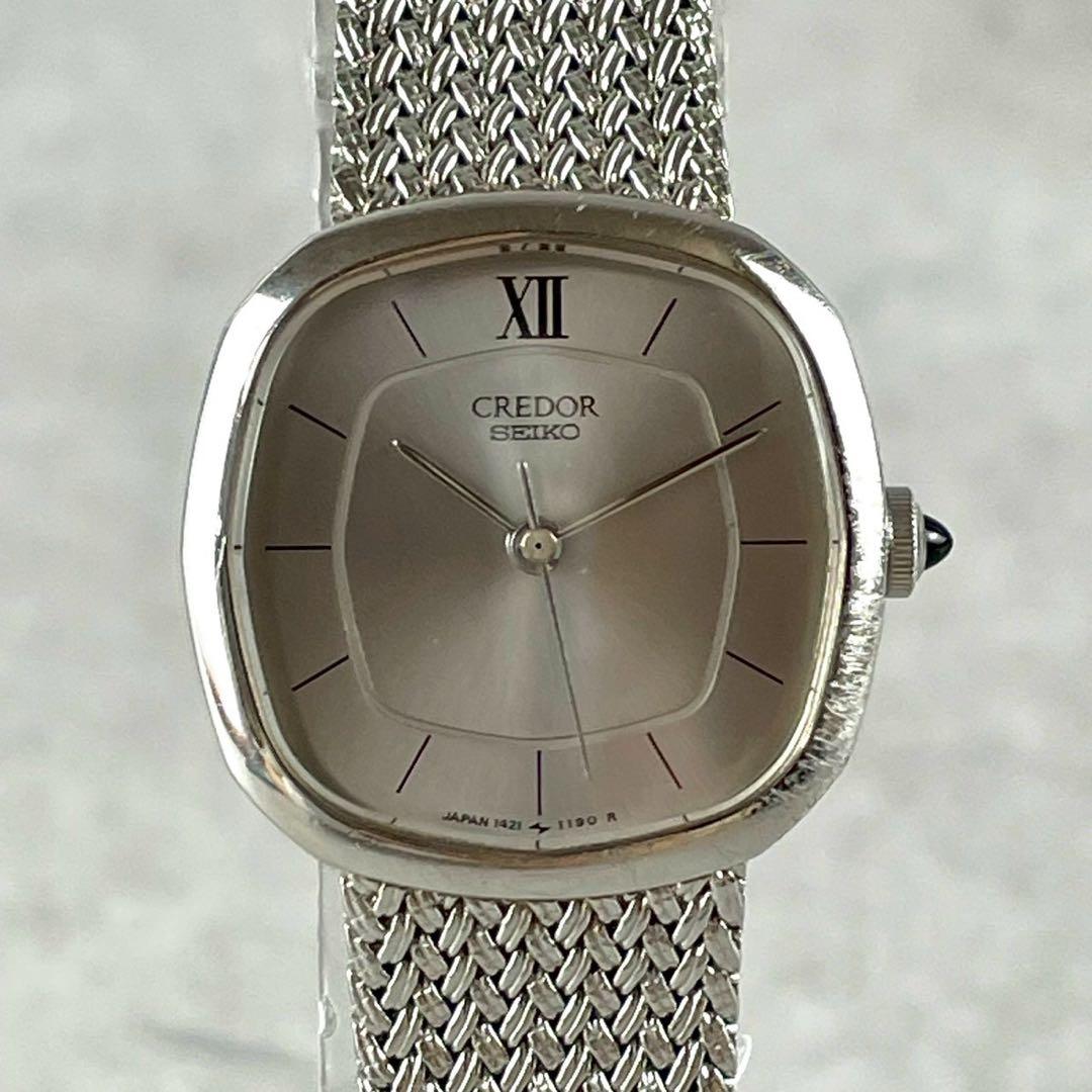 【稼働/極美品】セイコー クレドール クォーツ 腕時計 シルバー文字盤
