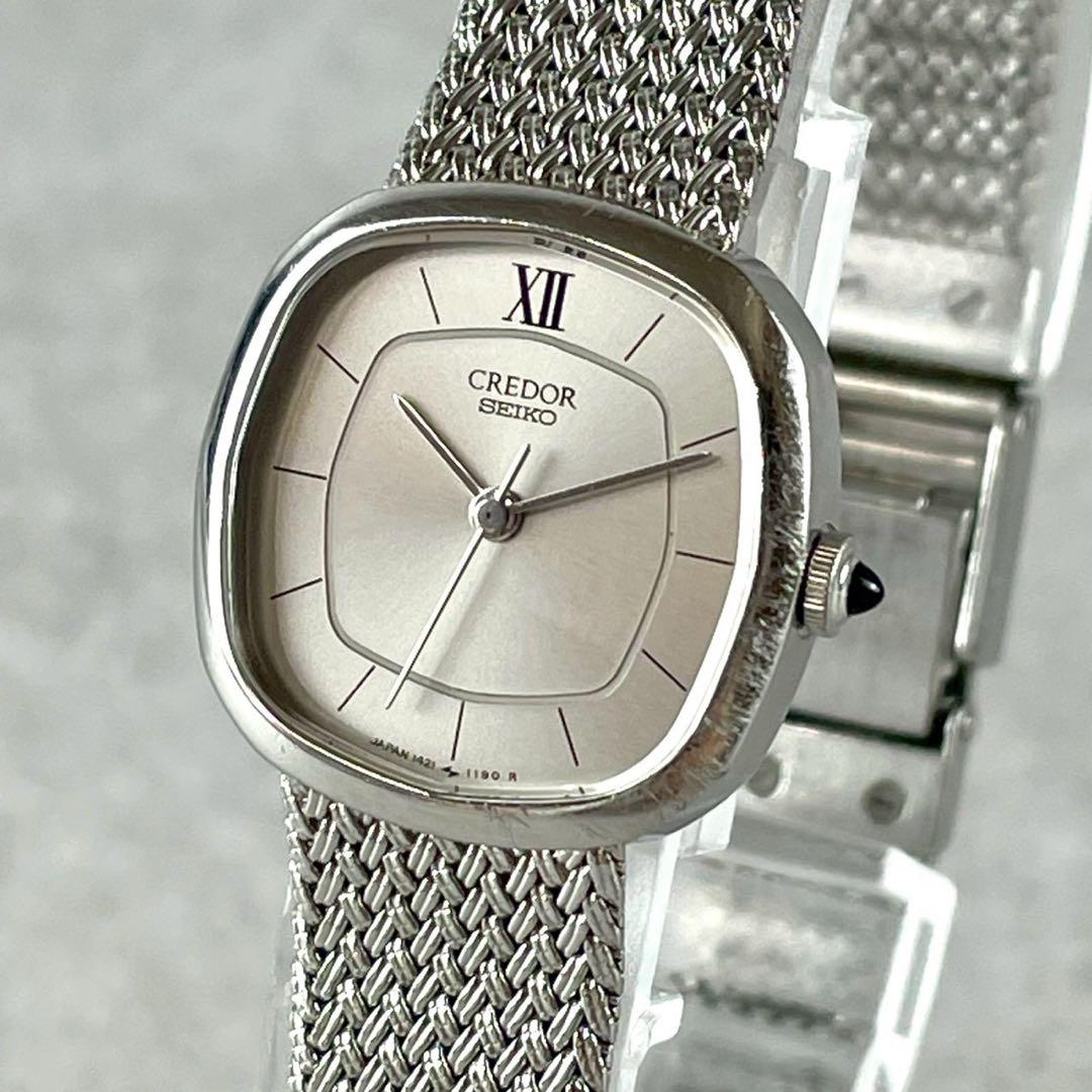 【稼働/極美品】セイコー クレドール クォーツ 腕時計 シルバー文字盤