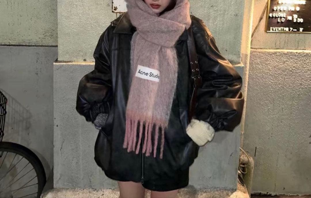 ‼️新品‼️Acne Studios ウールモヘアマフラー ピンク系