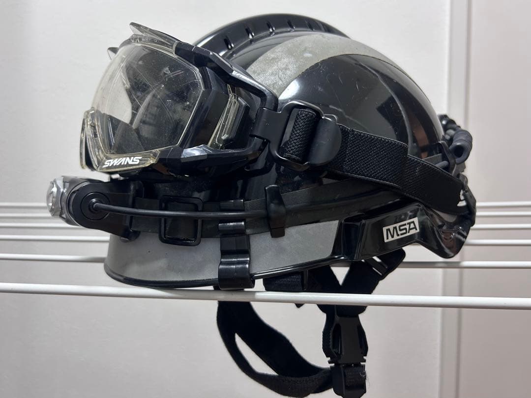 MSA F2 X-TREM ヘルメット ゴーグル、ヘッドライト付き