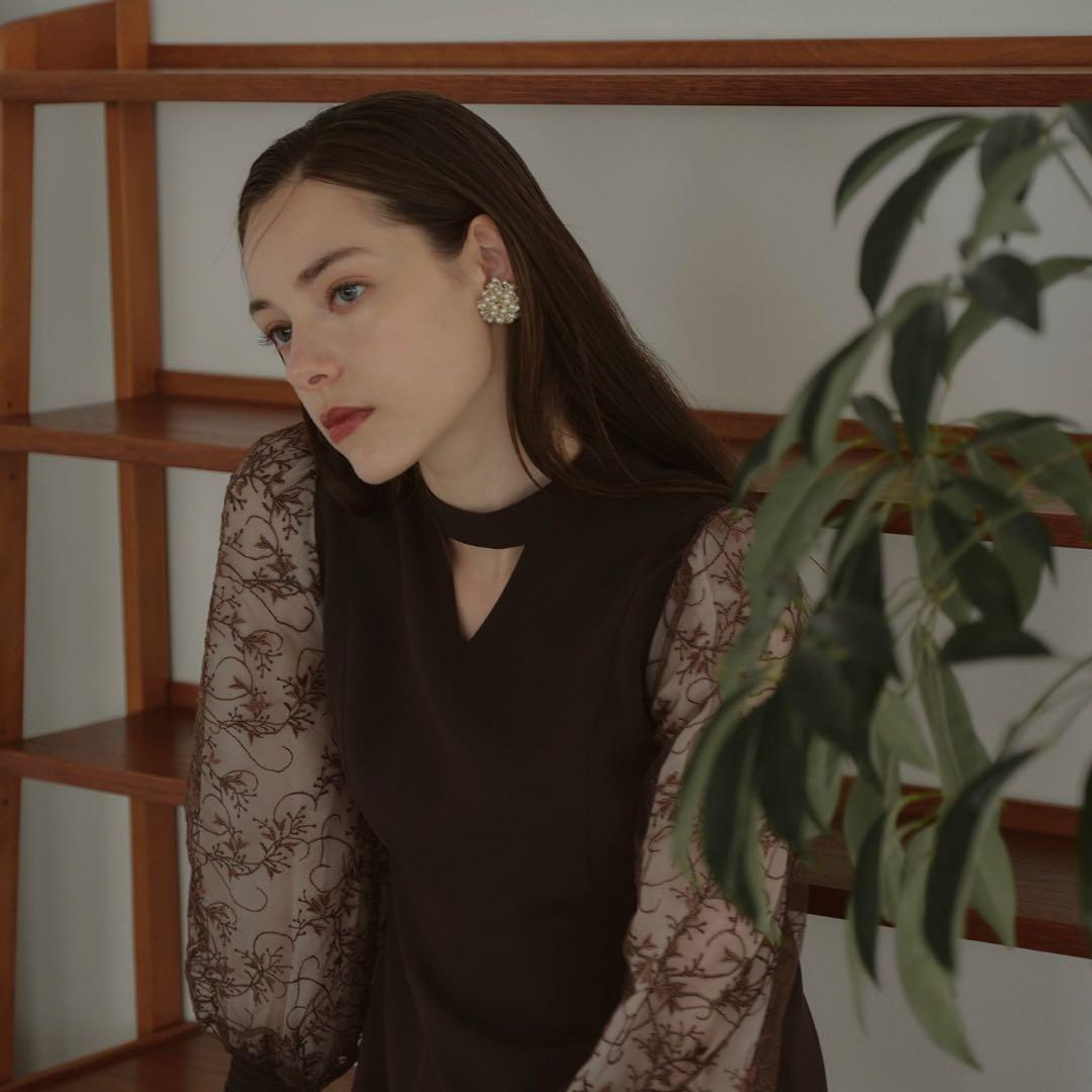 ANDRESD sleeve embroidery dress S サイズ