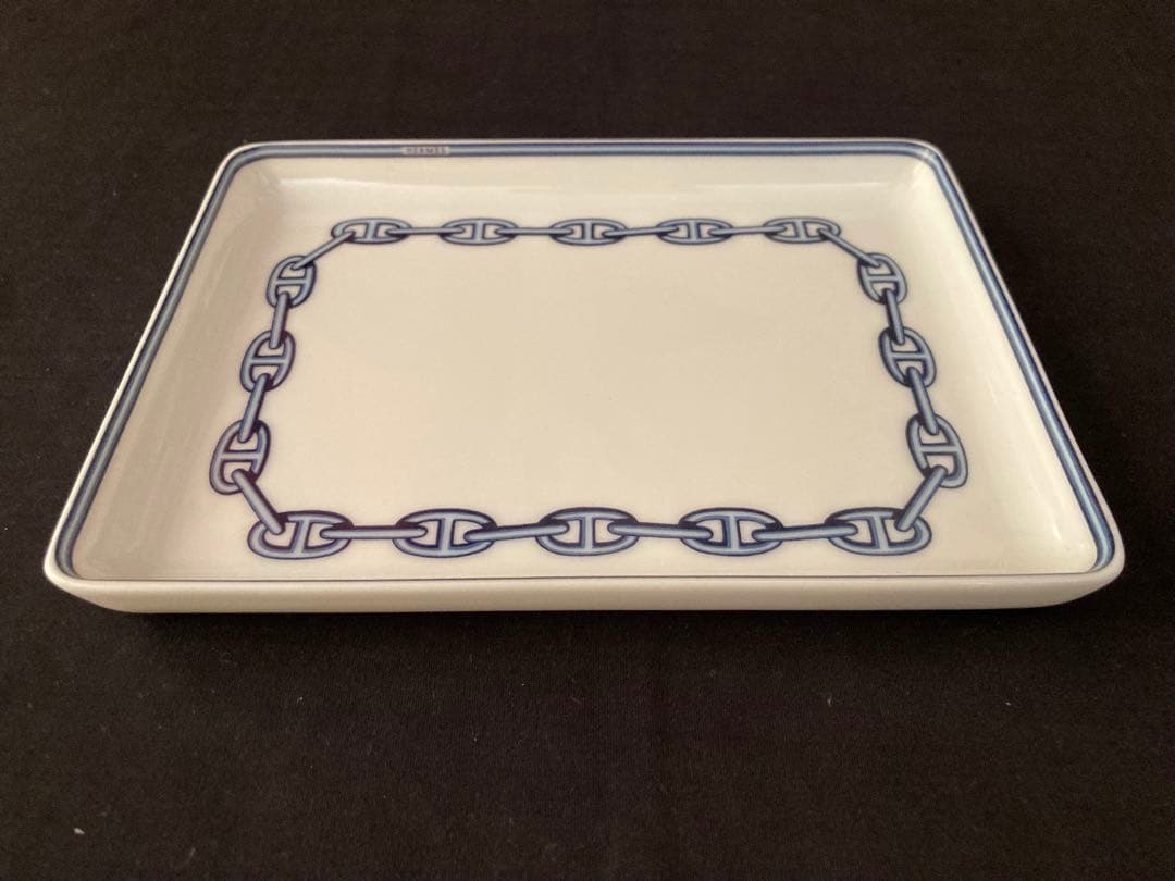 HERMES エルメス シェーヌダンクル スクエアプレート 角皿 箱リボン付き