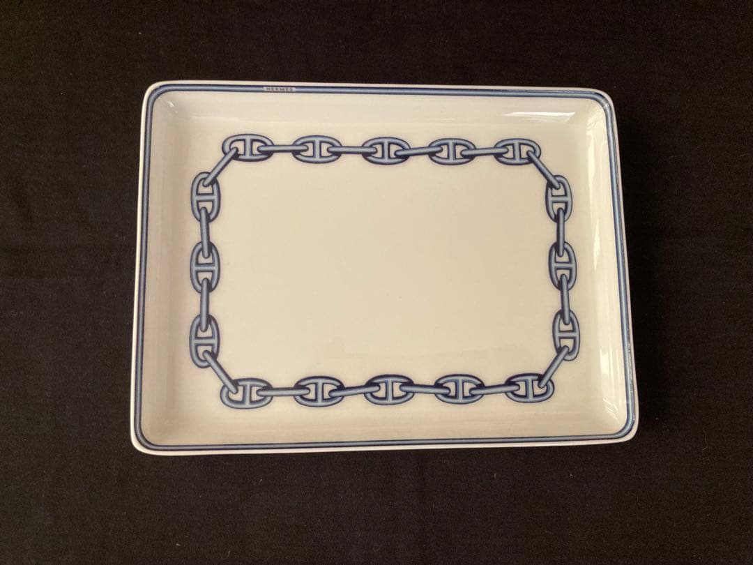 HERMES エルメス シェーヌダンクル スクエアプレート 角皿 箱リボン付き