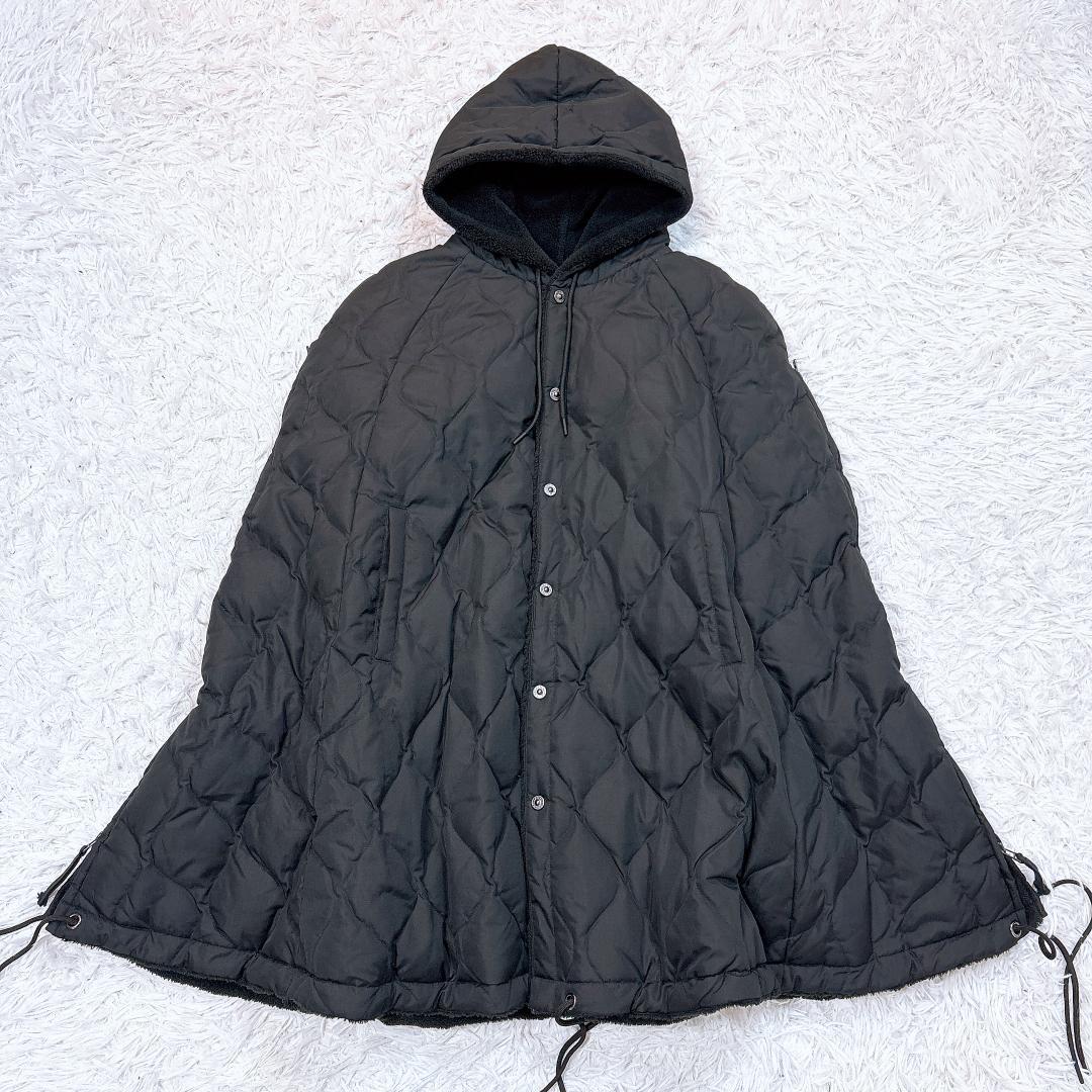 名作【美品】タイオン ミリタリーダウンケープ ポンチョ 希少黒×黒 ユニセックス