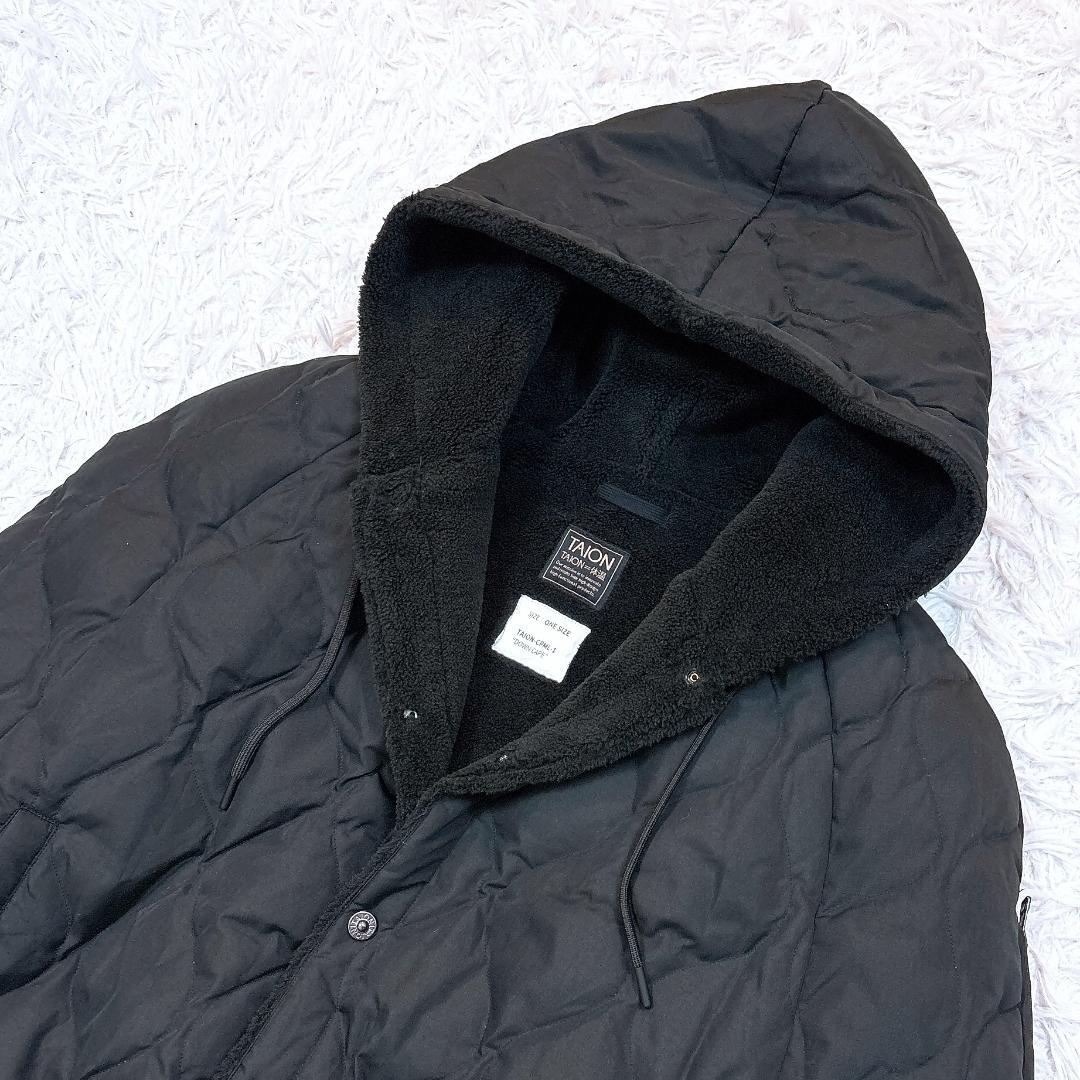 名作【美品】タイオン ミリタリーダウンケープ ポンチョ 希少黒×黒 ユニセックス