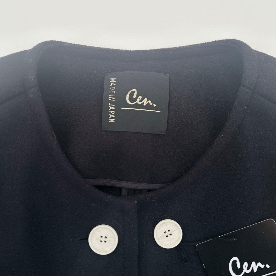 新品タグ付　cen. セン　ウールライクポンチョコート ネイビー　リバー