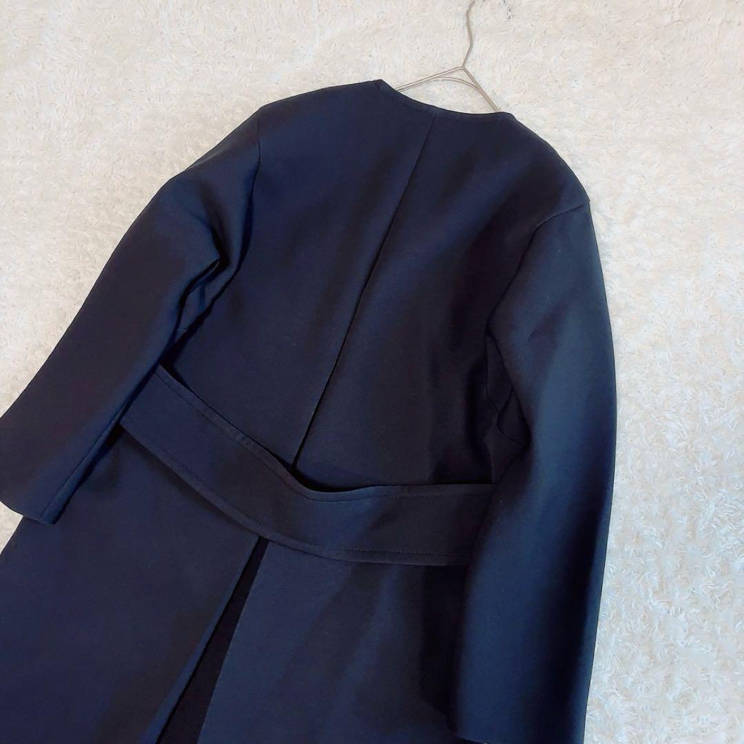 美品✨ヴェルメイユパーイエナ トリプルクロスノーカラーコート 春 38 ネイビー