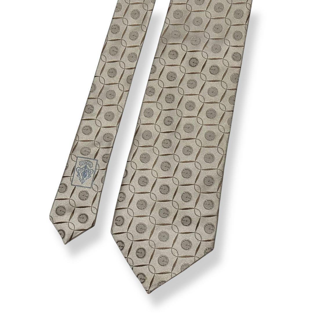美品✨GUCCI ネクタイ　グッチ　Gロゴ　ジャガード　光沢感　かっこいい